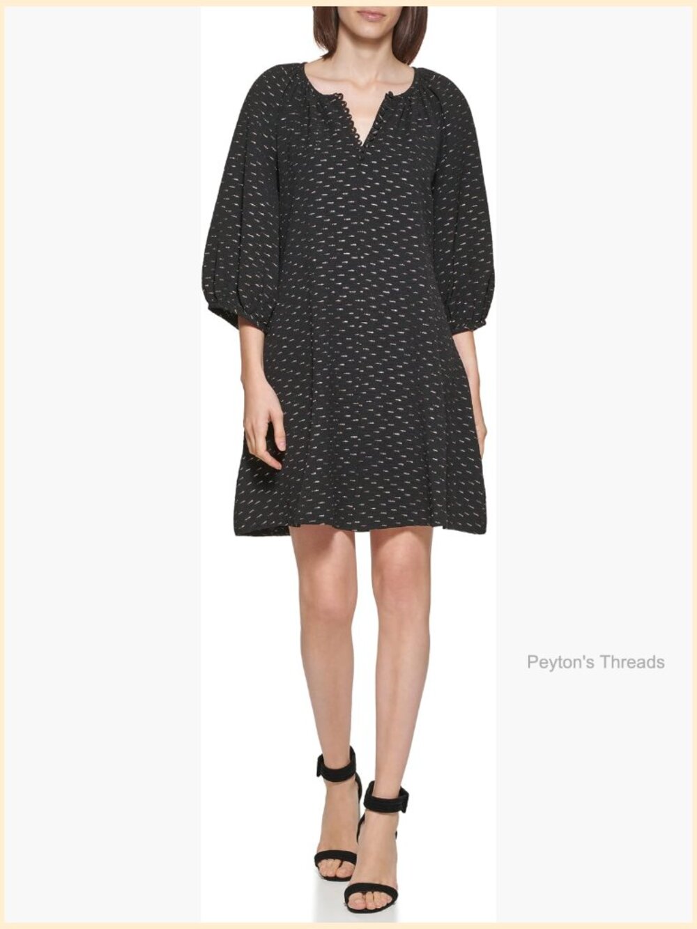 Puff Sleeve Metallic Polka Dot Midi Dress